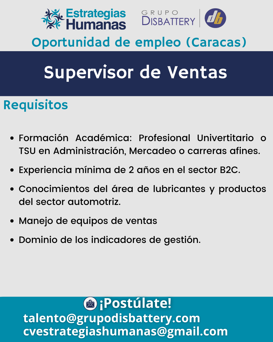 Supervisor de Ventas
